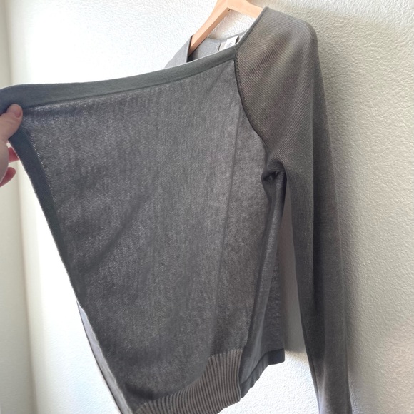 CAbi Cardigan Sweater Open Front Small Gray Cotton Ribbed Hem Minimalist - Picture 11 of 16